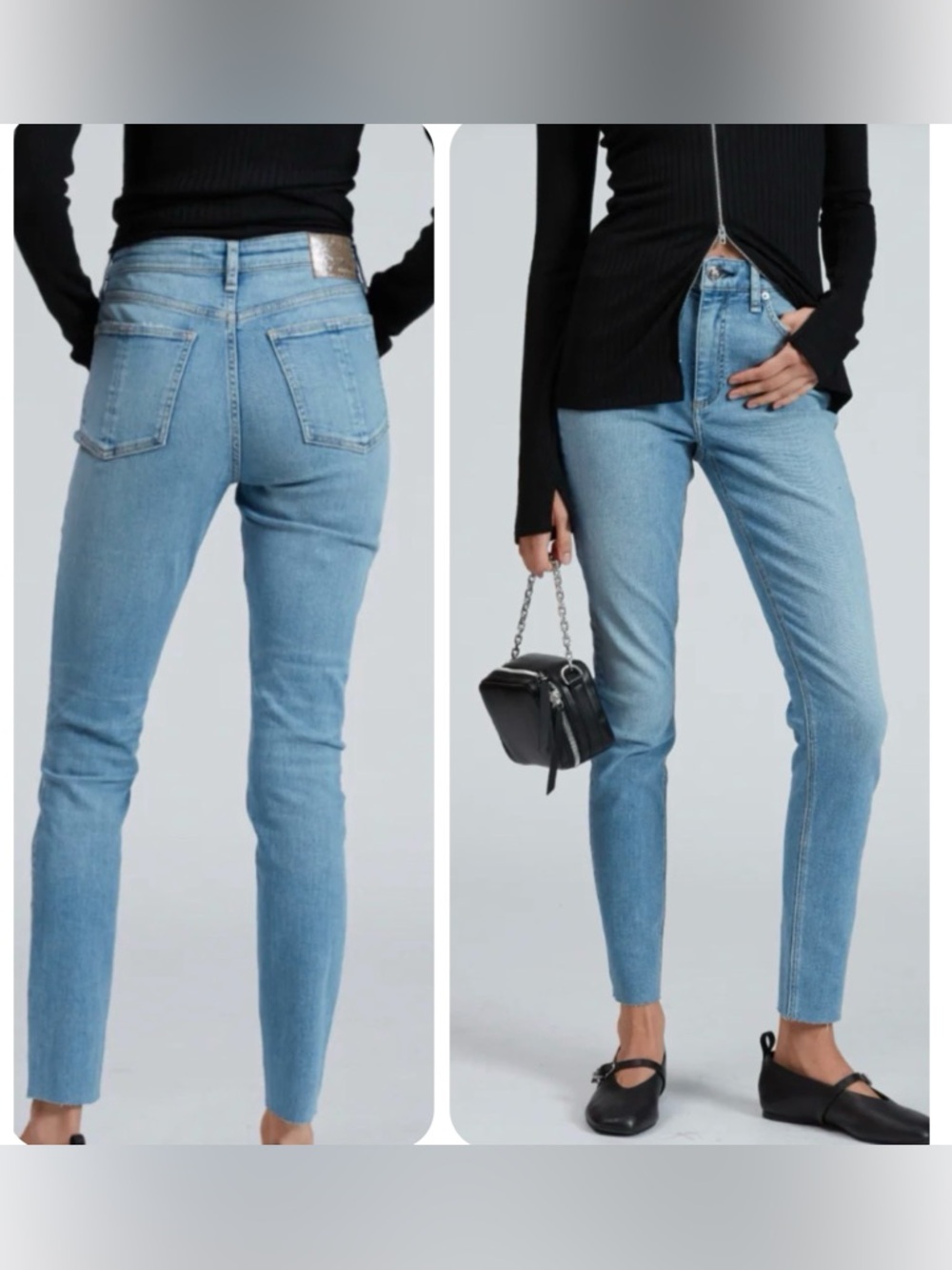 Rag & Bone Nina High-Rise Raw Hem Skinny Jeans, SZ‎ 24